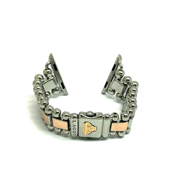 Lagos Apple Watch 38-45mm Band Stainless Steel 18k Rose Gold Smartwatch Strap - Picture 9 of 13